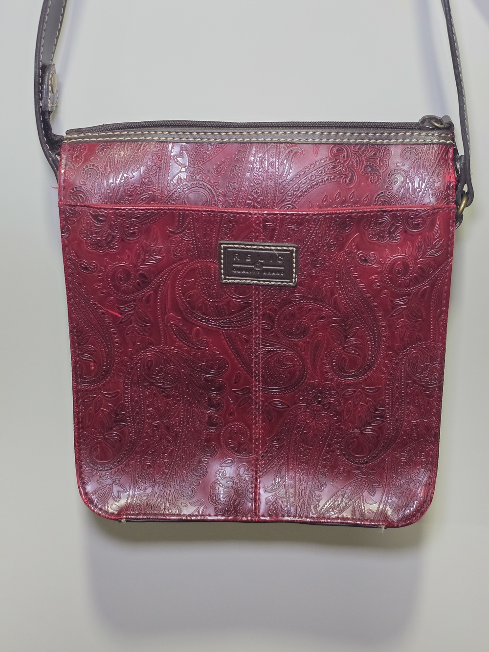 Relic Embossed Crimson Paisley Crossbody Bag